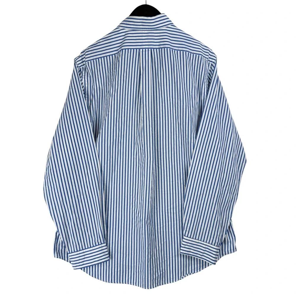 Ralph Lauren Button Down Shirt Mens XL Blue White Stripe Preppy Old Money Ivy